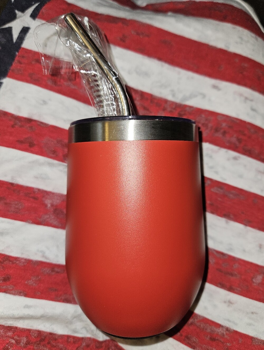 Stainless Steel Wine Tumbler + Straw & Cleaning Brush